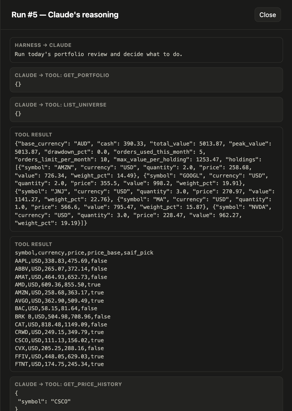 Transcript drawer
