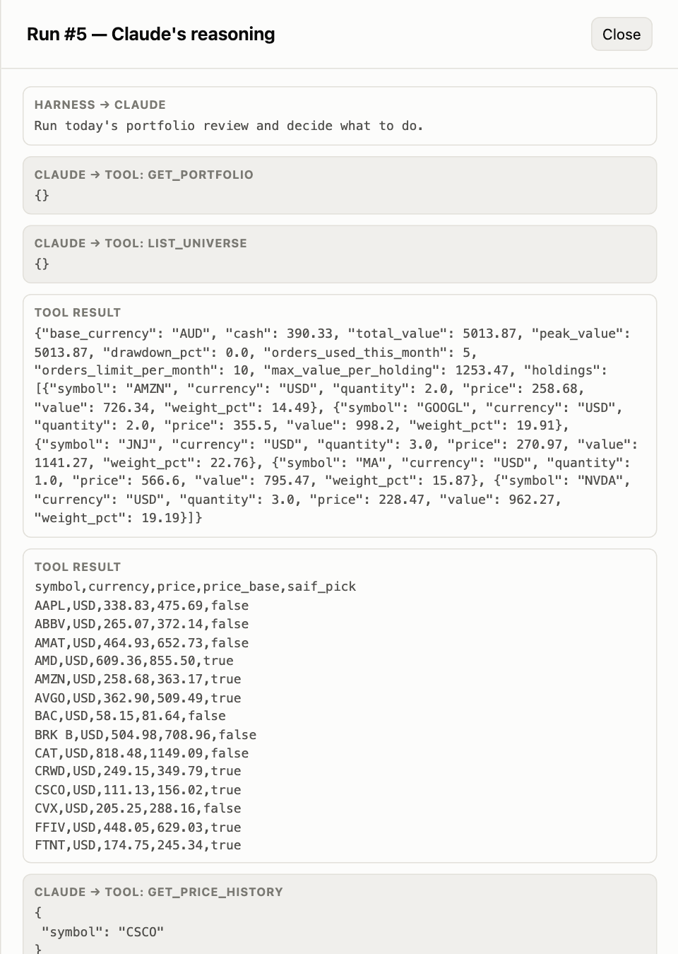 Transcript drawer